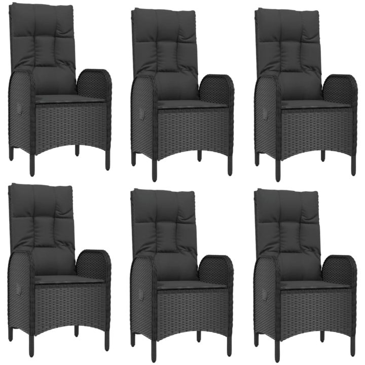 Matgrupp för trädgården med dynor 9 delar svart konstrotting vidaXL 190 cm bordslängd – bild 4