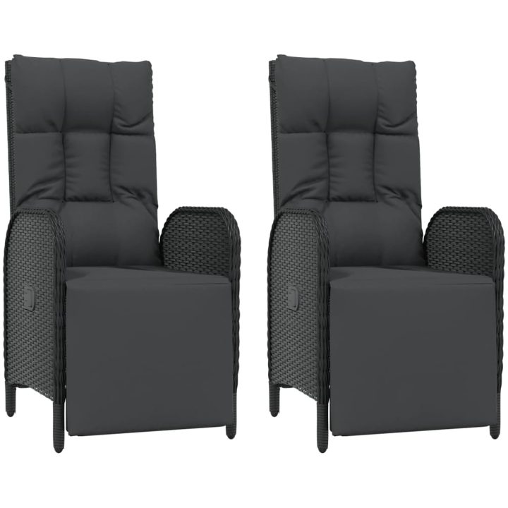 Matgrupp för trädgården med dynor 9 delar svart konstrotting vidaXL 190 cm bordslängd – bild 5