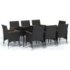 Matgrupp för trädgården med dynor 9 delar svart vidaXL 200 cm table length – miniatyr 2