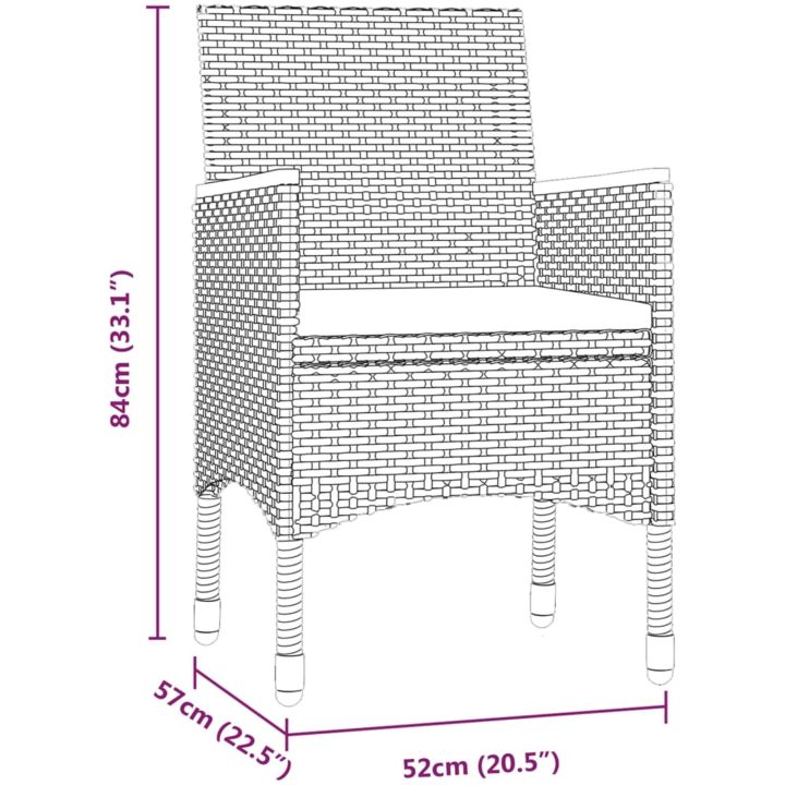 Matgrupp för trädgården med dynor 9 delar svart vidaXL 200 cm table length – bild 5