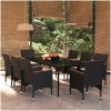 Matgrupp för trädgården med dynor 9 delar svart vidaXL 200 cm table length – miniatyr 1
