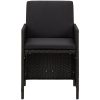 Matgrupp för trädgården med dynor 9delar konstrotting svart vidaXL 109 cm bordslängd – miniatyr 5