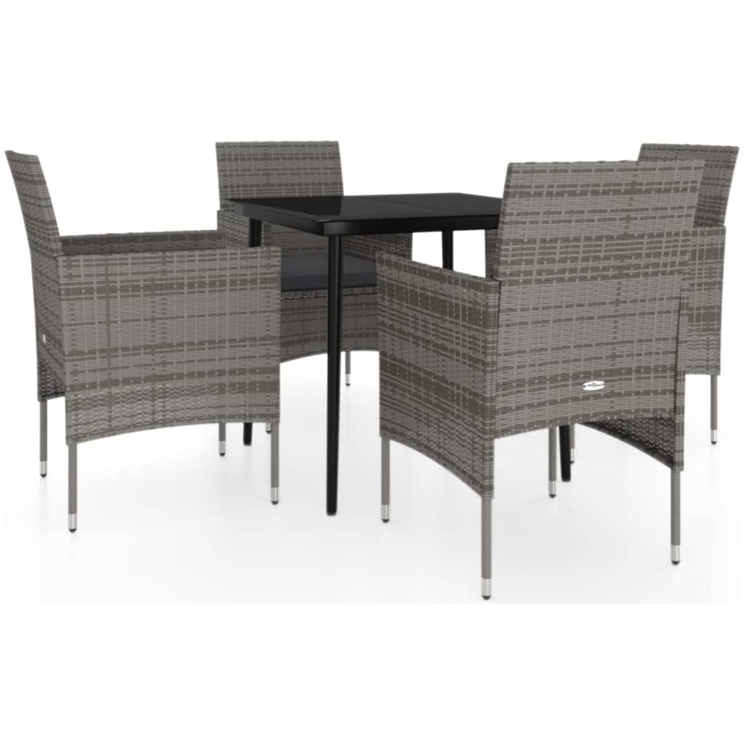 Matgrupp för trädgården med dynor grå och svart vidaXL 80 cm table length – bild 2