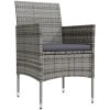 Matgrupp för trädgården med dynor grå och svart vidaXL 80 cm table length – miniatyr 3