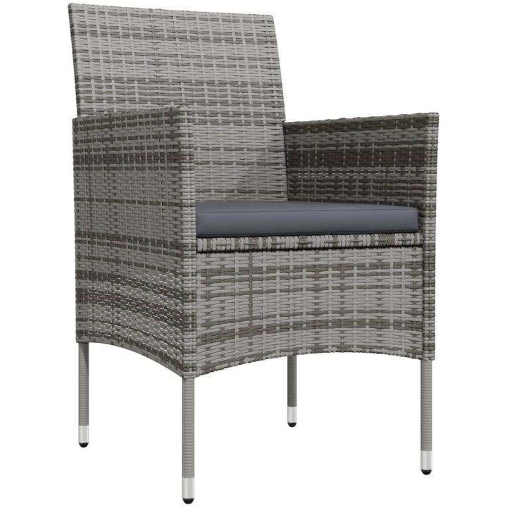 Matgrupp för trädgården med dynor grå och svart vidaXL 80 cm table length – bild 3