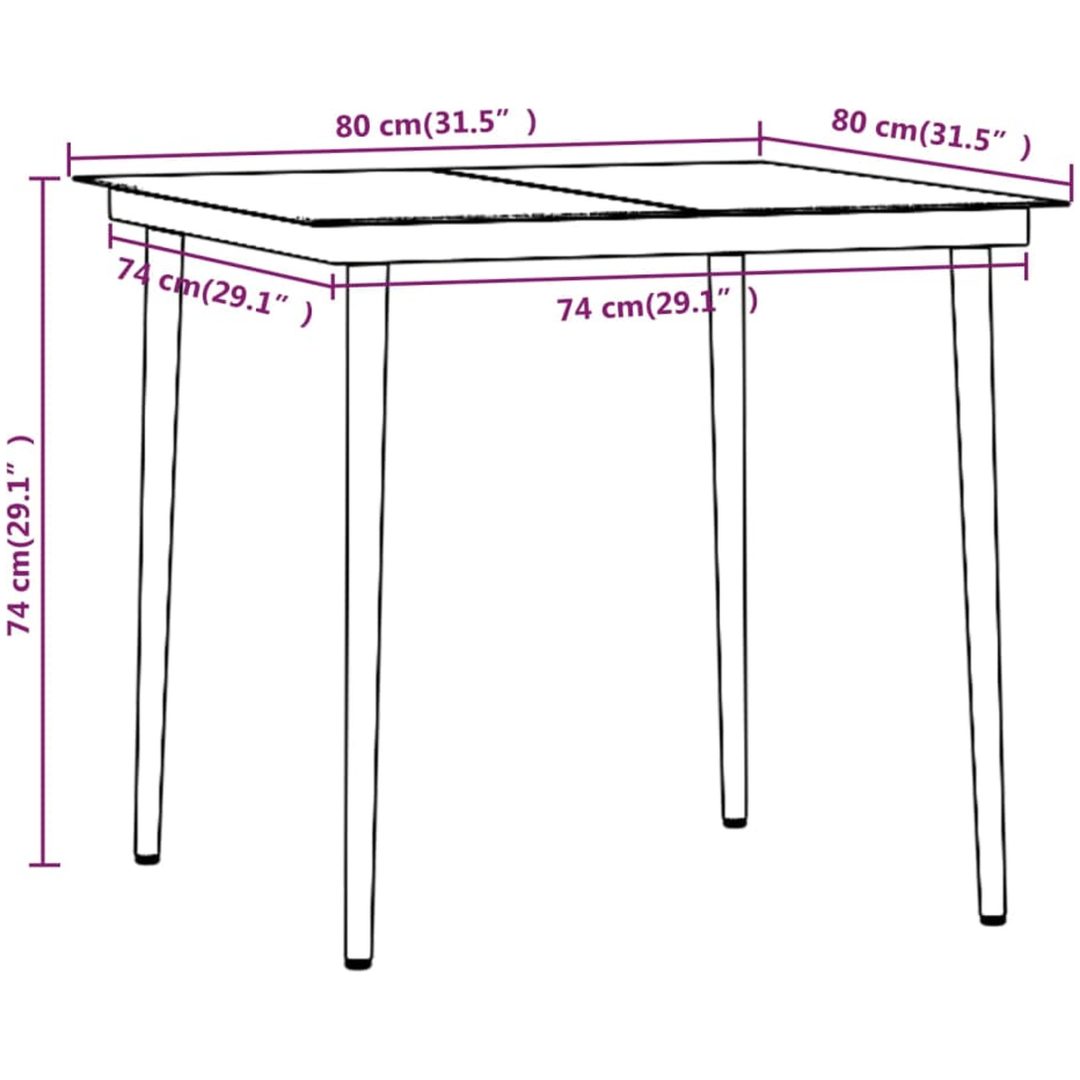 Matgrupp för trädgården med dynor grå och svart vidaXL 80 cm table length – bild 8