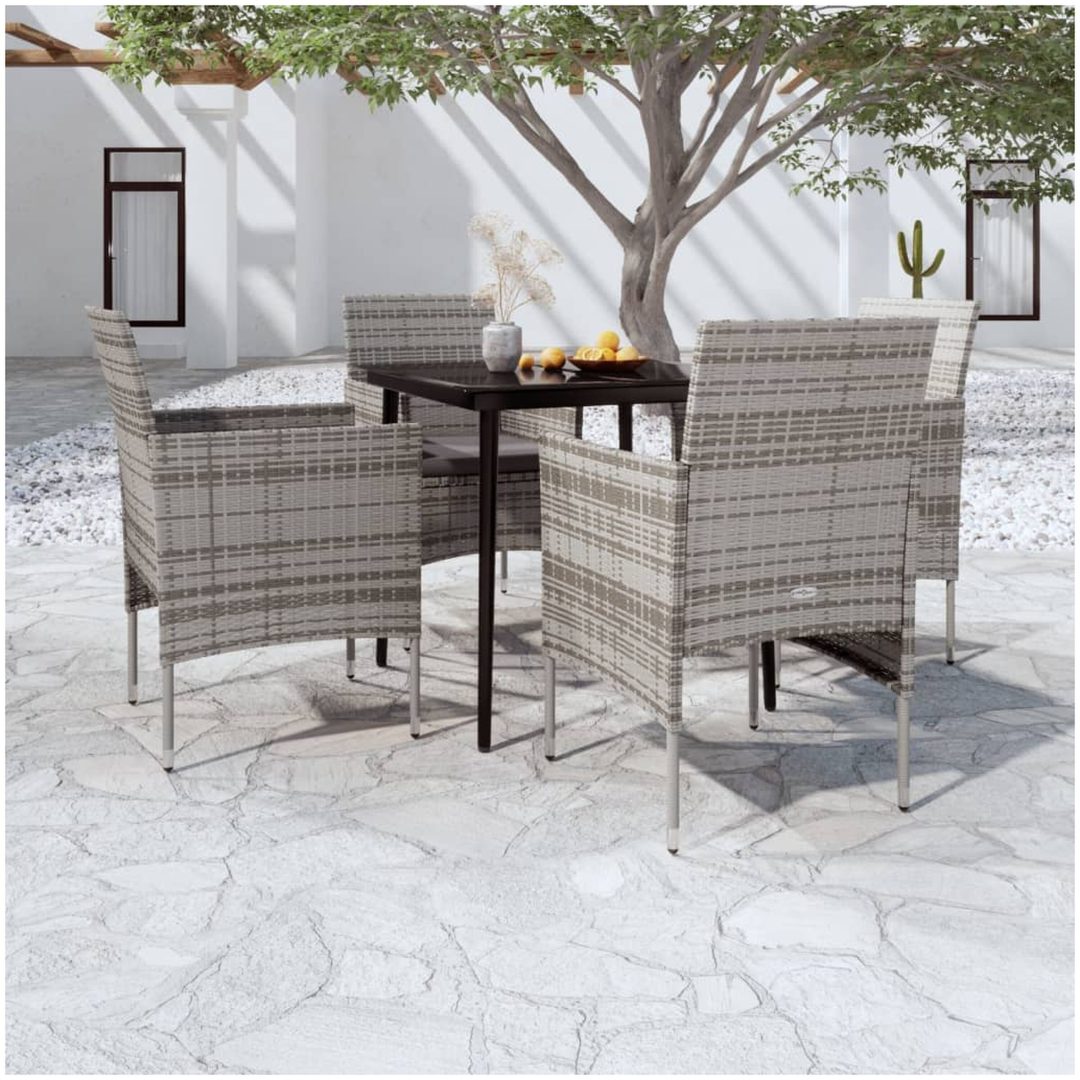 Matgrupp för trädgården med dynor grå och svart vidaXL 80 cm table length
