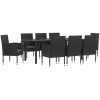 Matgrupp för trädgården svart 9 delar konstrotting & stål vidaXL 200 cm table length – miniatyr 2