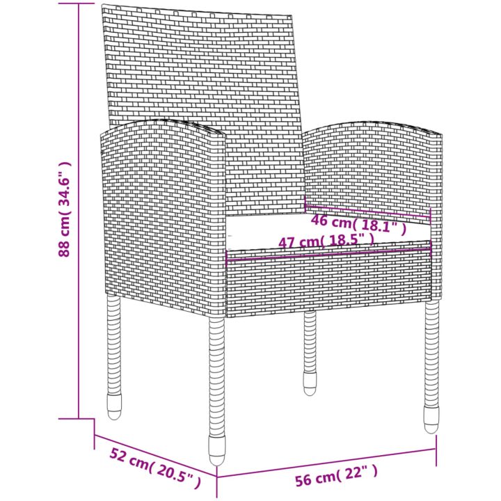 Matgrupp för trädgården svart 9 delar konstrotting & stål vidaXL 200 cm table length – bild 12