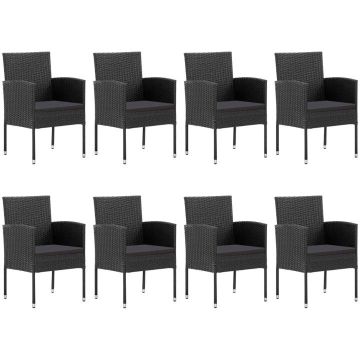 Matgrupp för trädgården svart 9 delar konstrotting & stål vidaXL 200 cm table length – bild 3