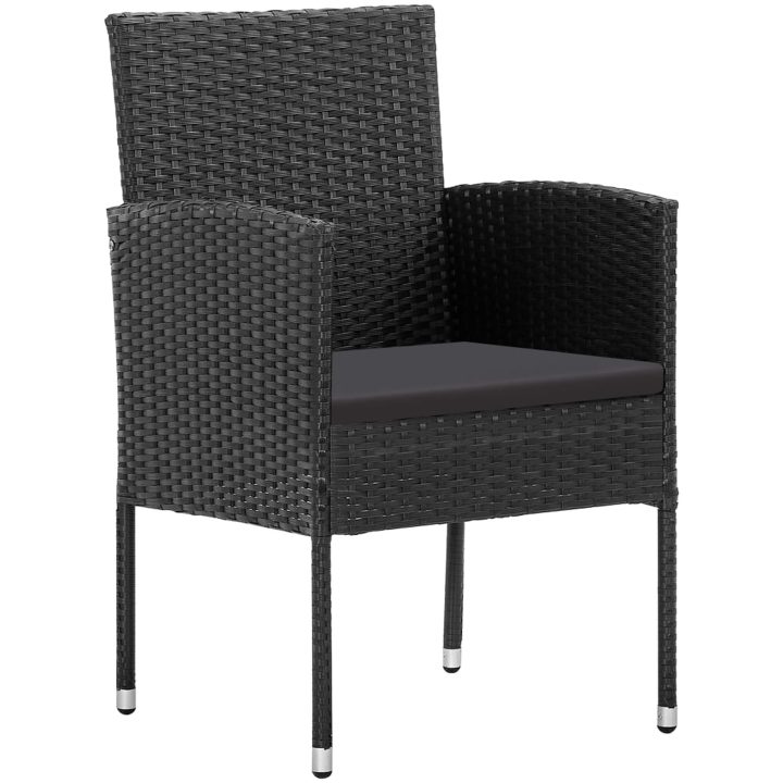 Matgrupp för trädgården svart 9 delar konstrotting & stål vidaXL 200 cm table length – bild 4