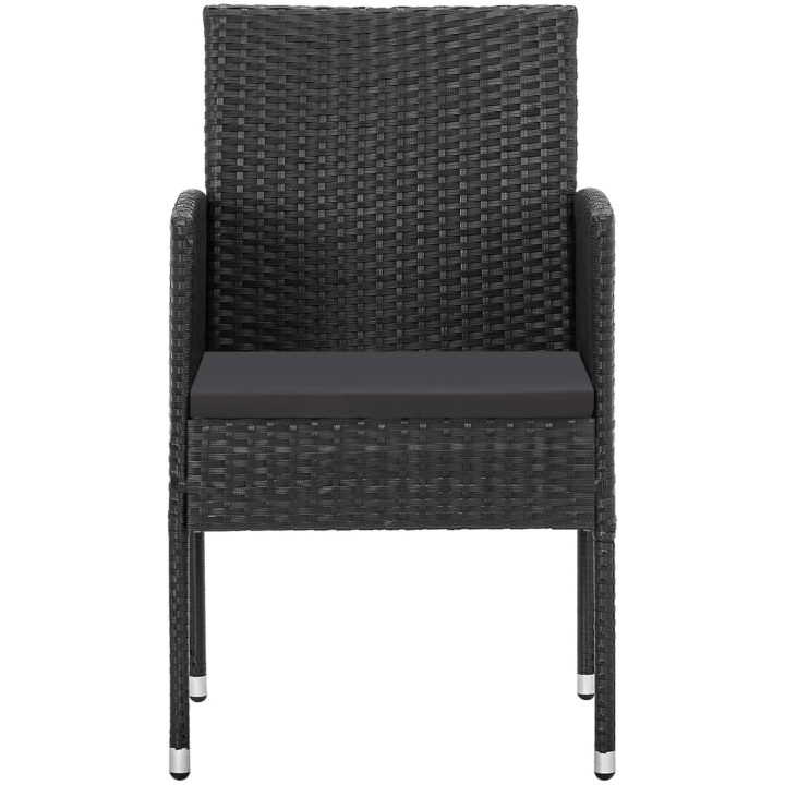 Matgrupp för trädgården svart 9 delar konstrotting & stål vidaXL 200 cm table length – bild 5