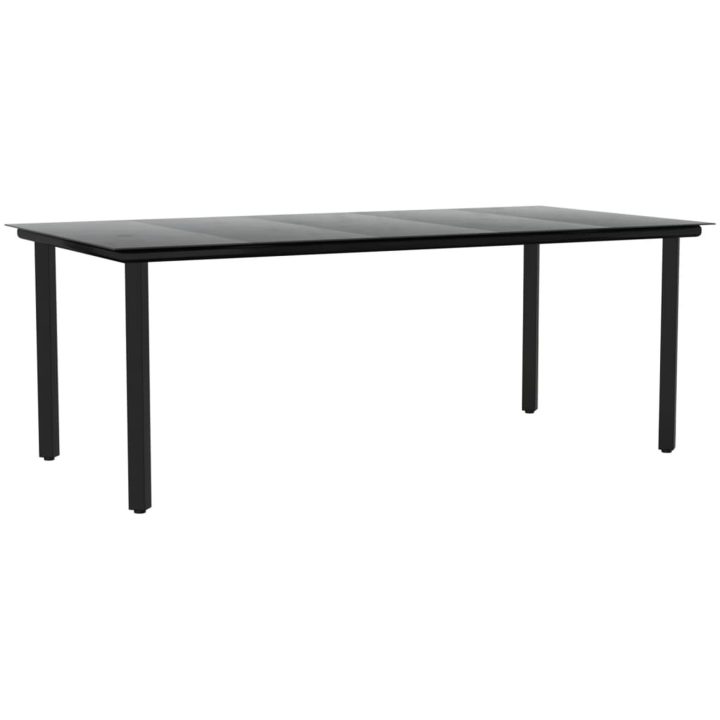Matgrupp för trädgården svart 9 delar konstrotting & stål vidaXL 200 cm table length – bild 8