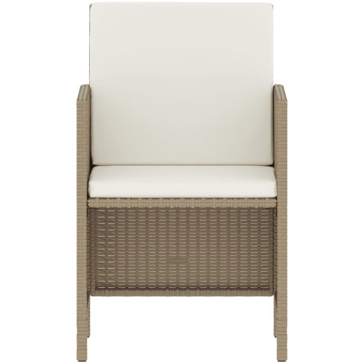 Matgrupp med dynor för trädgården 6 delar beige konstrotting vidaXL – bild 3
