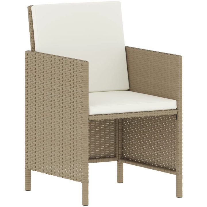Matgrupp med dynor för trädgården 6 delar beige konstrotting vidaXL – bild 4