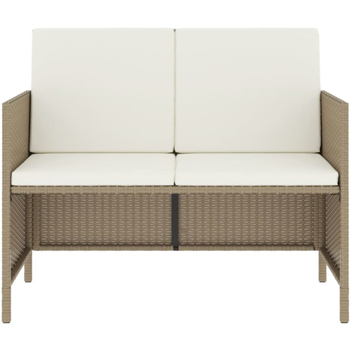 Matgrupp med dynor för trädgården 6 delar beige konstrotting vidaXL – bild 5