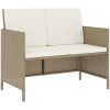 Matgrupp med dynor för trädgården 6 delar beige konstrotting vidaXL – miniatyr 6