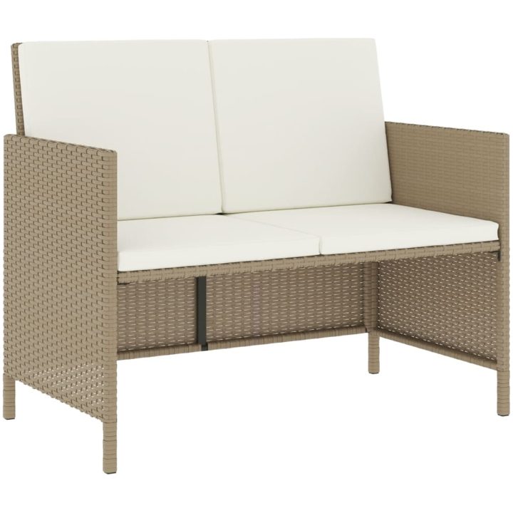 Matgrupp med dynor för trädgården 6 delar beige konstrotting vidaXL – bild 6