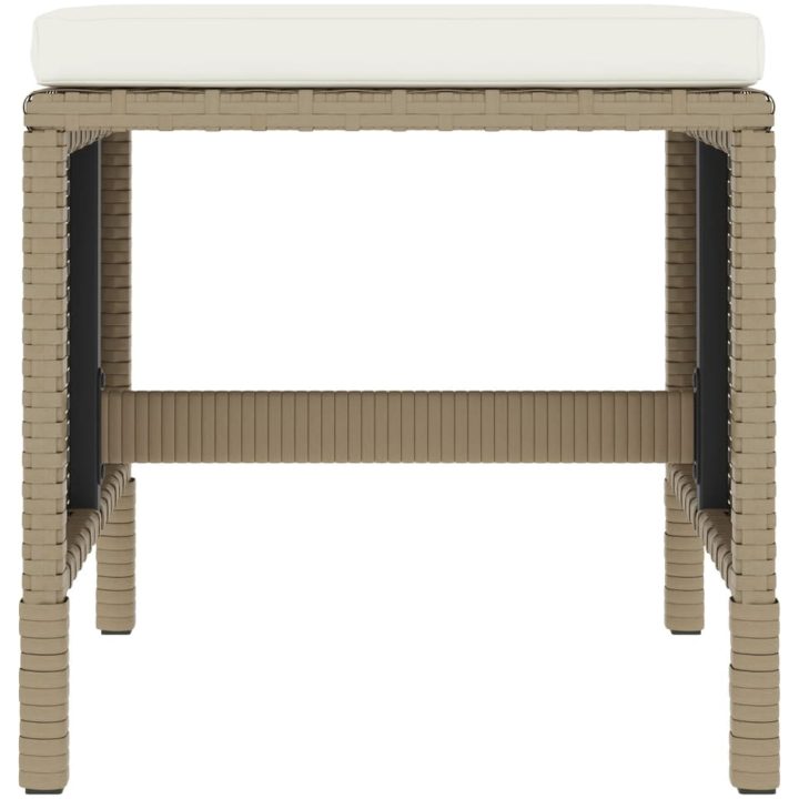 Matgrupp med dynor för trädgården 6 delar beige konstrotting vidaXL – bild 9