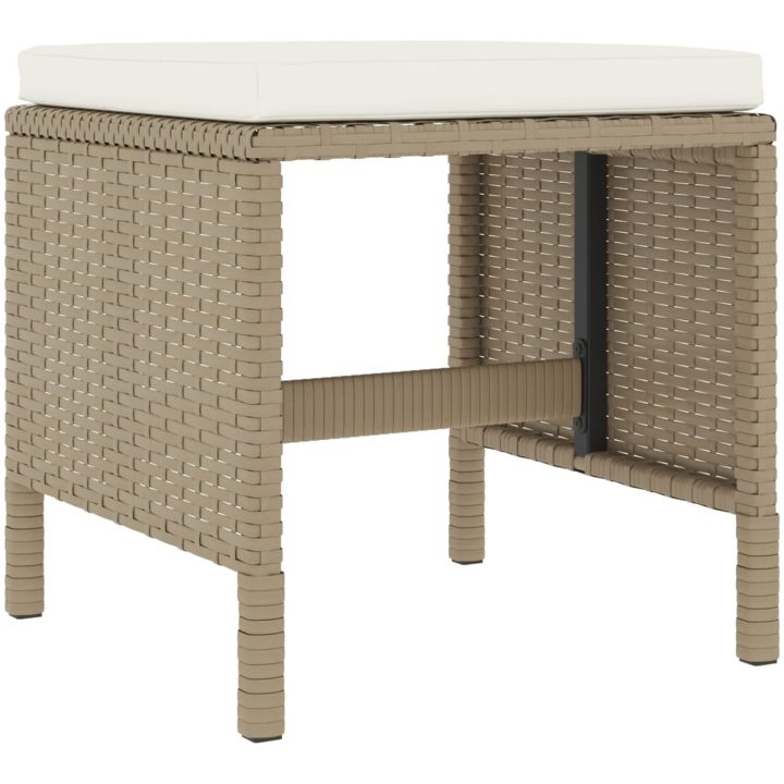 Matgrupp med dynor för trädgården 6 delar beige konstrotting vidaXL – bild 10