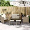 Matgrupp med dynor för trädgården 6 delar beige konstrotting vidaXL – miniatyr 1
