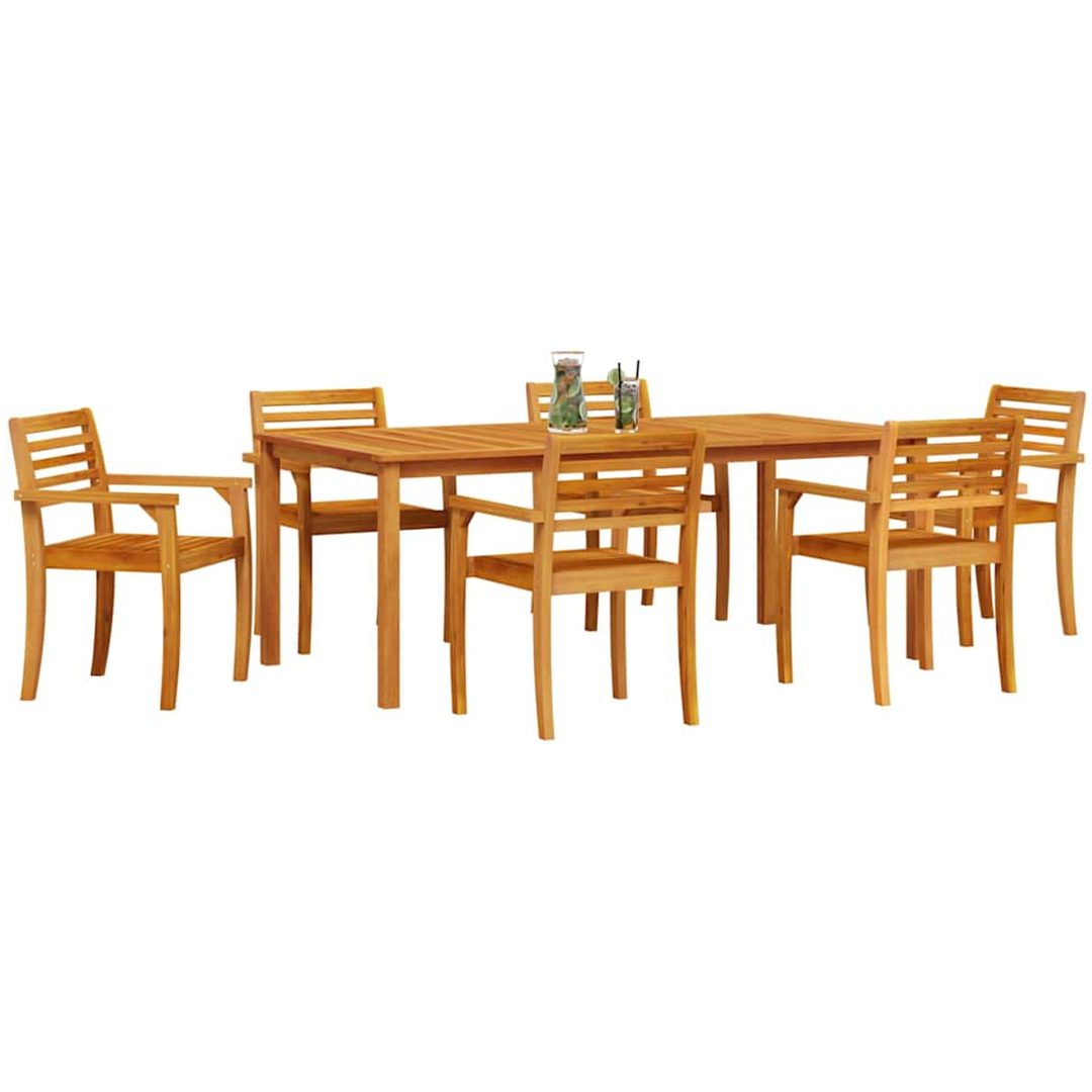 Matsalsbordset 9 pcs Naturlig vidaXL 200 x 100 x 74 cm – bild 3