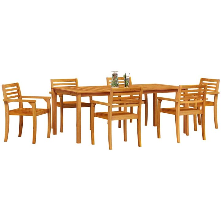 Matsalsbordset 9 pcs Naturlig vidaXL 200 x 100 x 74 cm – bild 3