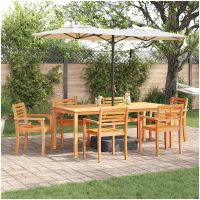 Matsalsbordset 9 pcs Naturlig vidaXL