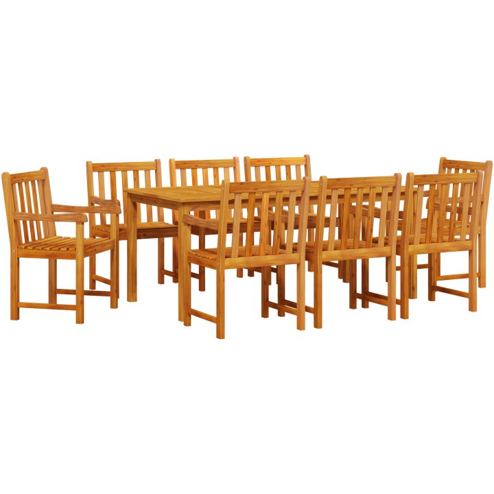 Matsalsbordset 9 pcs Naturligt trä vidaXL 180 x 90 x 75 cm – bild 2