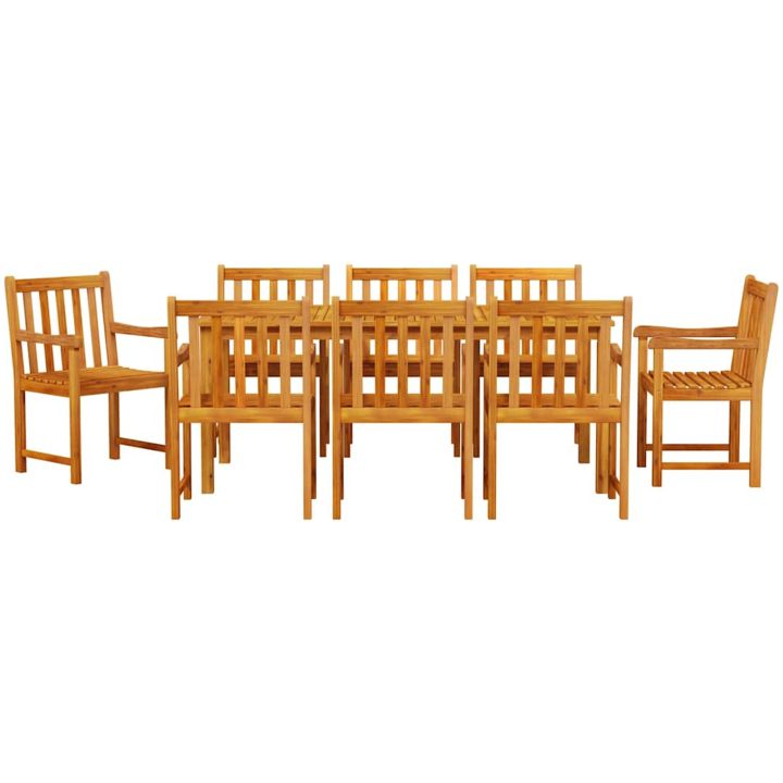 Matsalsbordset 9 pcs Naturligt trä vidaXL 180 x 90 x 75 cm – bild 7
