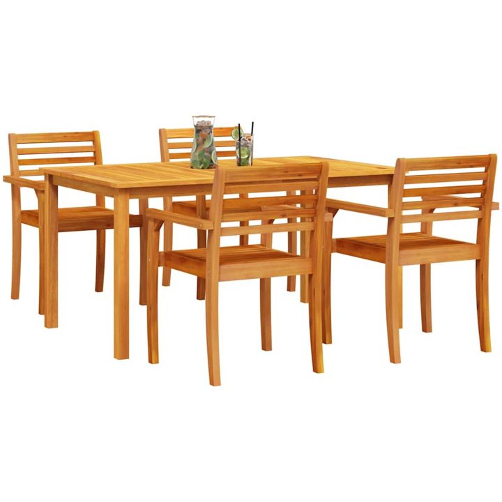 Matsalsset 5 pcs Naturlig Brun vidaXL 150 x 90 x 74 cm – bild 3