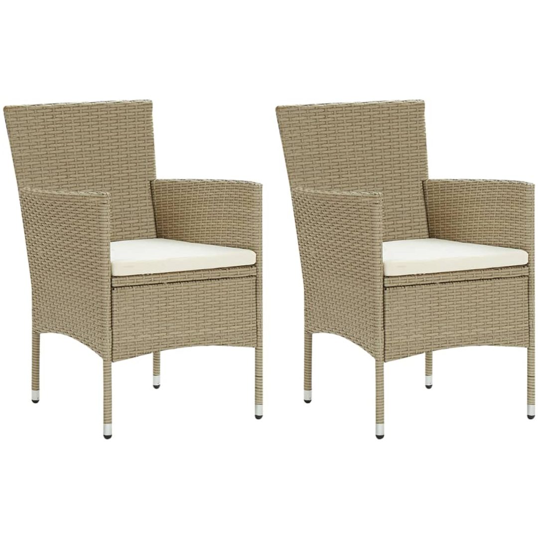 Matstol trädgård 2 st konstrotting beige vidaXL
