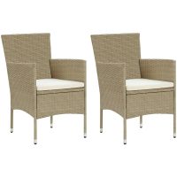 Matstol trädgård 2 st konstrotting beige vidaXL