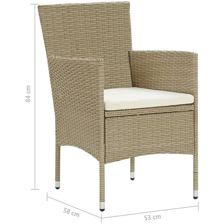 Matstol trädgård 4 st konstrotting beige vidaXL – bild 10