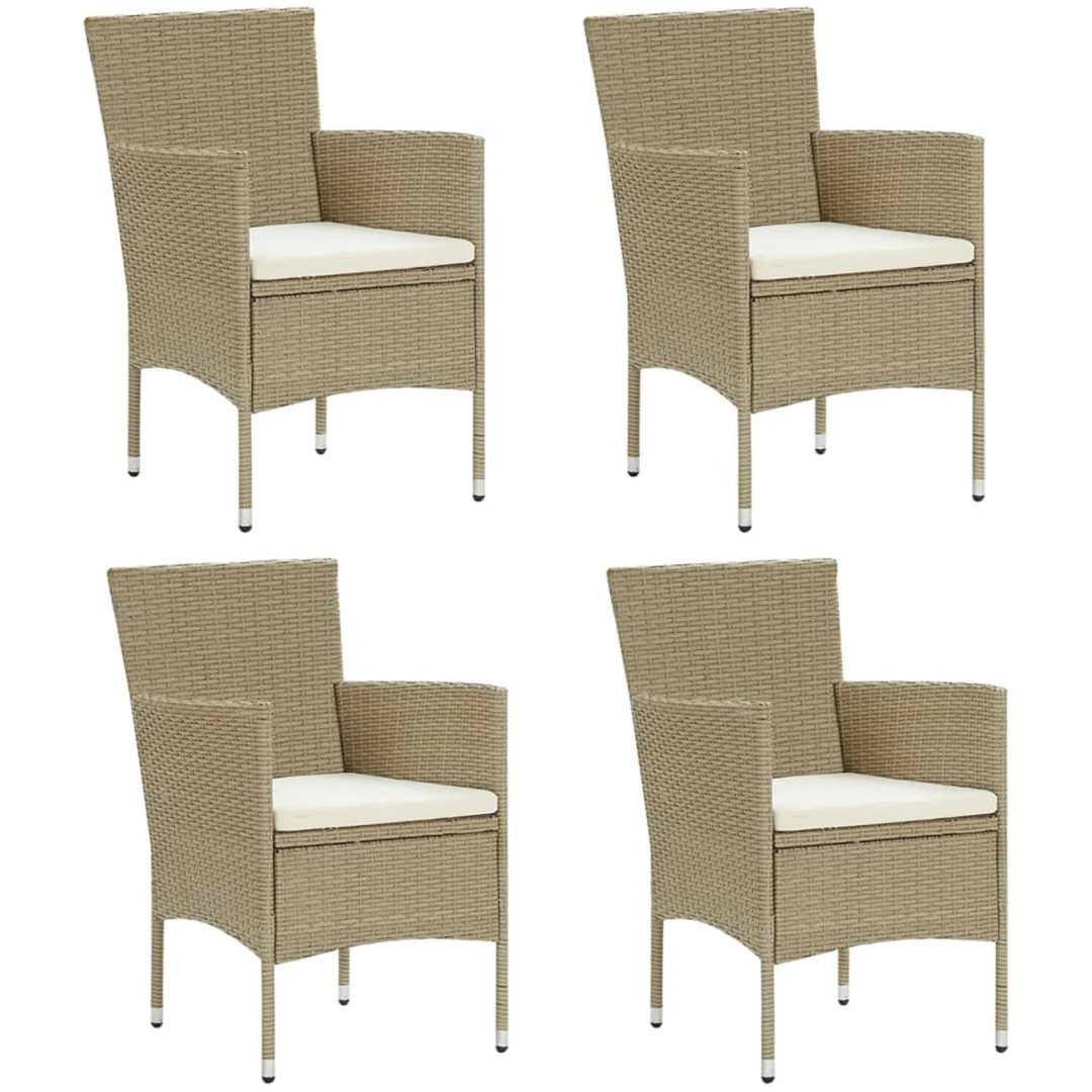 Matstol trädgård 4 st konstrotting beige vidaXL