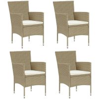 Matstol trädgård 4 st konstrotting beige vidaXL