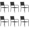 Matstolar för trädgård 6 st stapelbara svart konstrotting vidaXL – miniatyr 1
