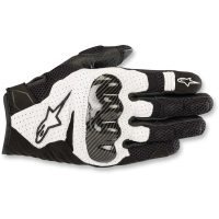 Mc-handskar Läder Smx-1 Air Carbon V2 Svart/vit ALPINESTARS