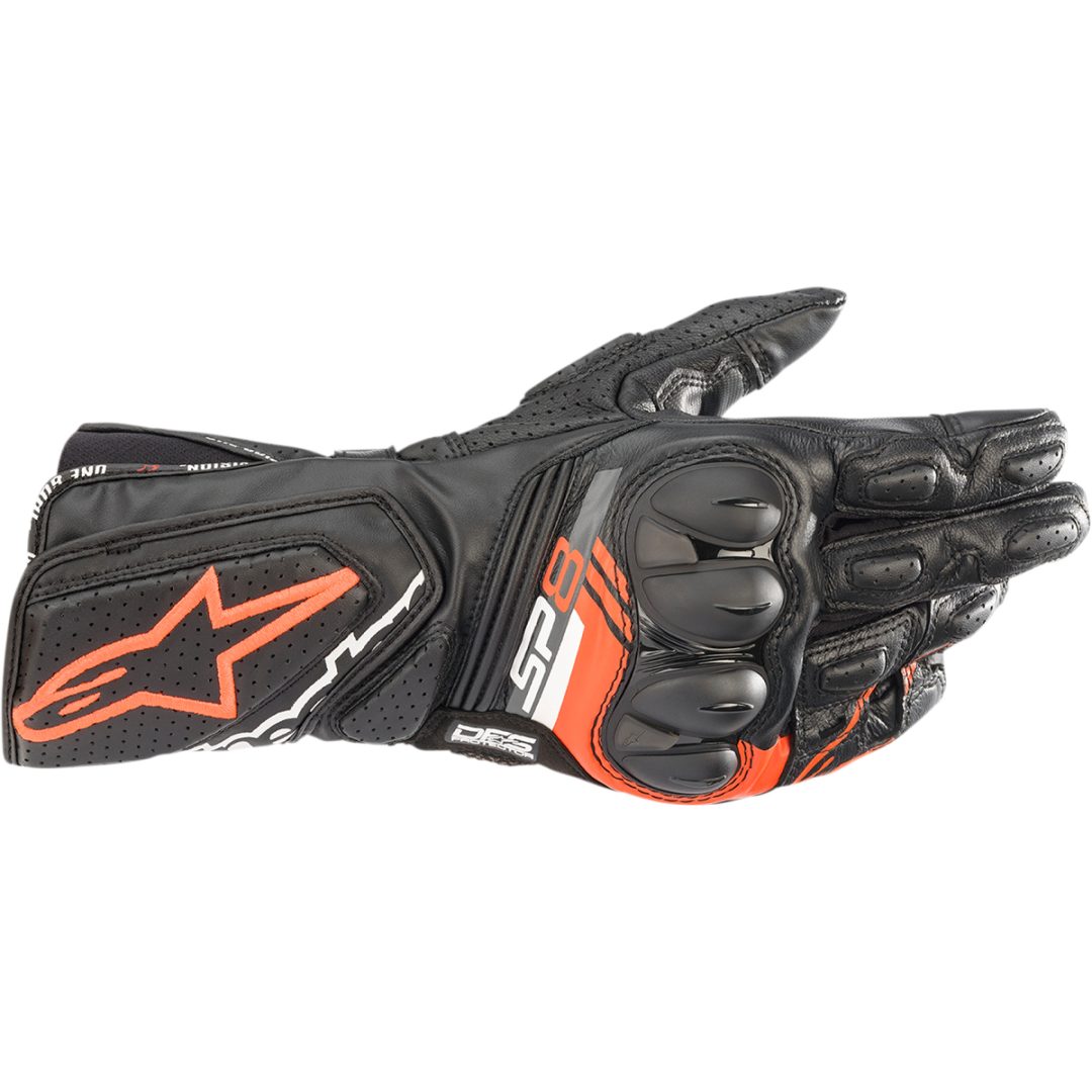 Mc-handskar Läder Sp-8 V3 Svart/fluorescerande Röd ALPINESTARS Medium