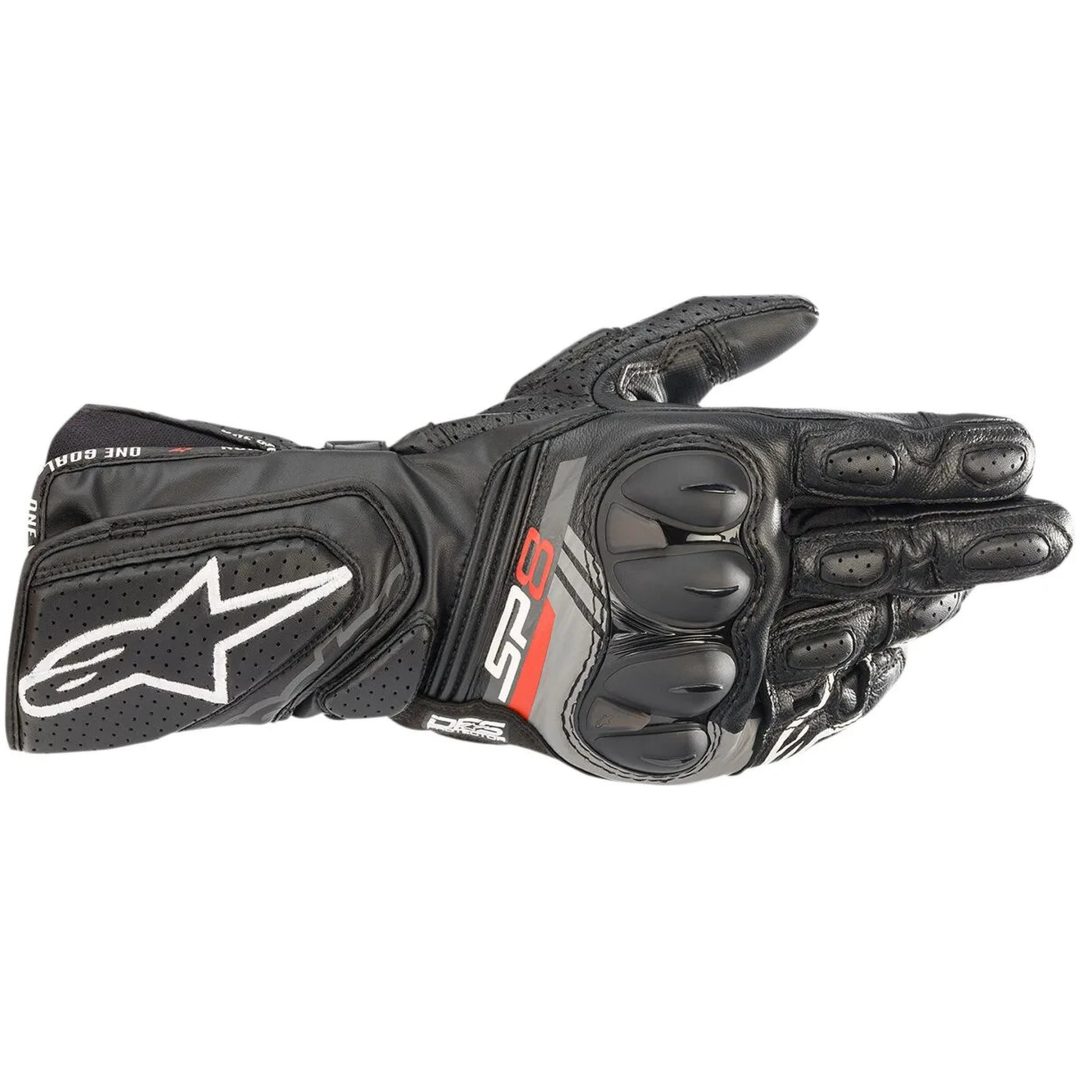 Mc-handskar Läder Sp-8 V3 Svart/grå/vit ALPINESTARS Medium