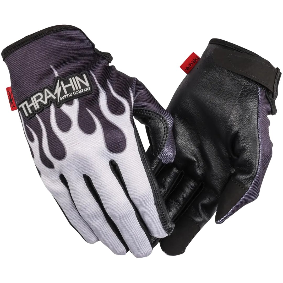 MC-Handskar Stealth Flame Svart Grå THRASHIN SUPPLY CO.