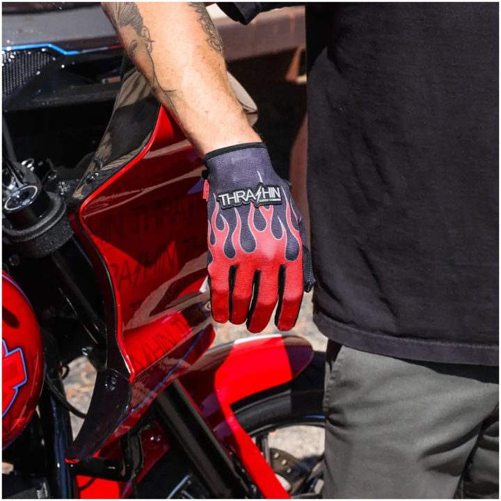 MC-Handskar Stealth Flame Svart Röd THRASHIN SUPPLY CO. – bild 5
