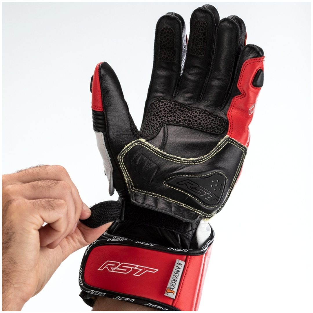 MC-Handskar Tractech EVO 4 CE Läder Röd vit RST s – bild 7