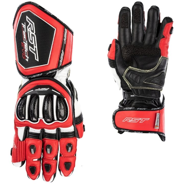 MC-Handskar Tractech EVO 4 CE Läder Röd vit RST s – bild 4