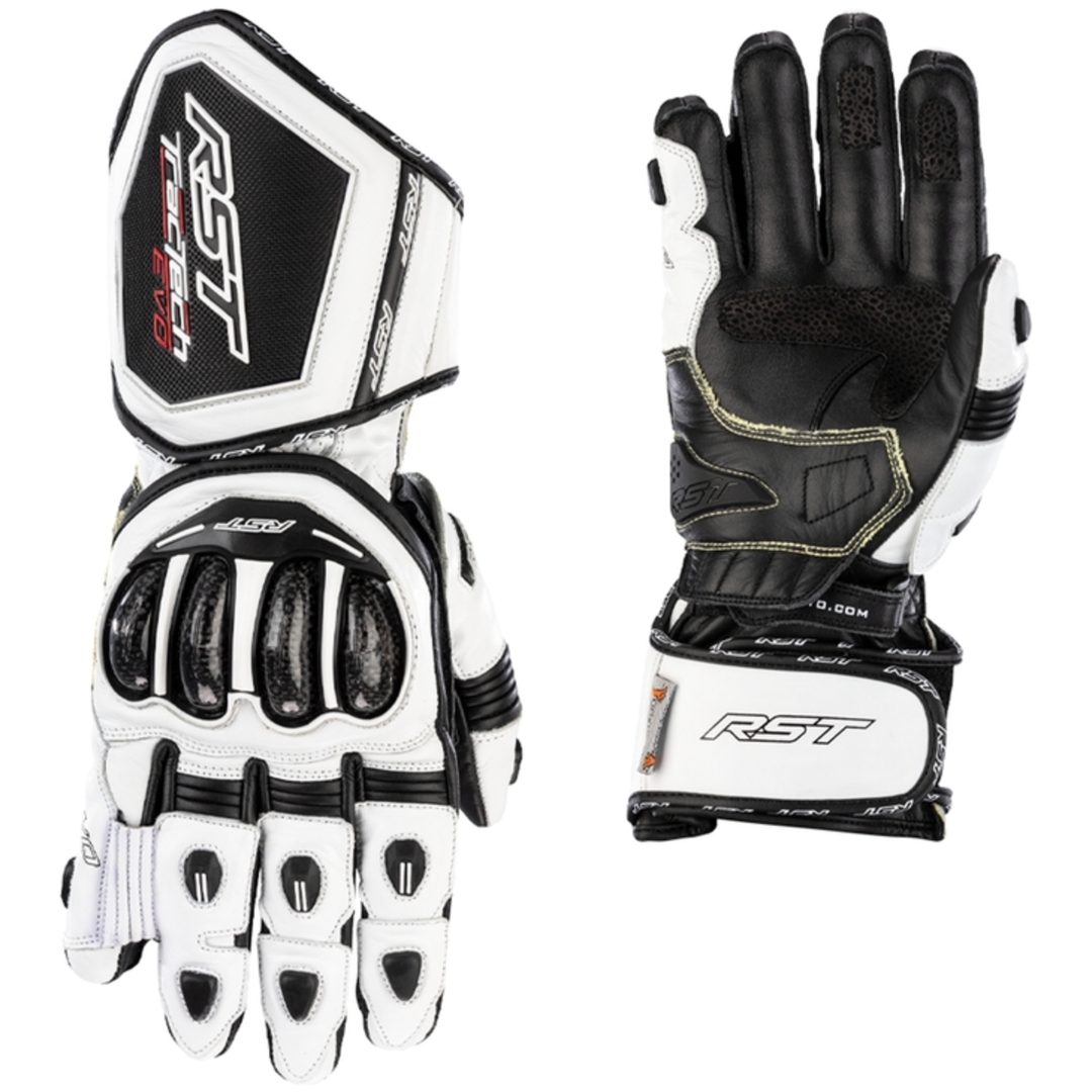 MC-Handskar Tractech EVO 4 CE Läder Svart vit RST XS – bild 7