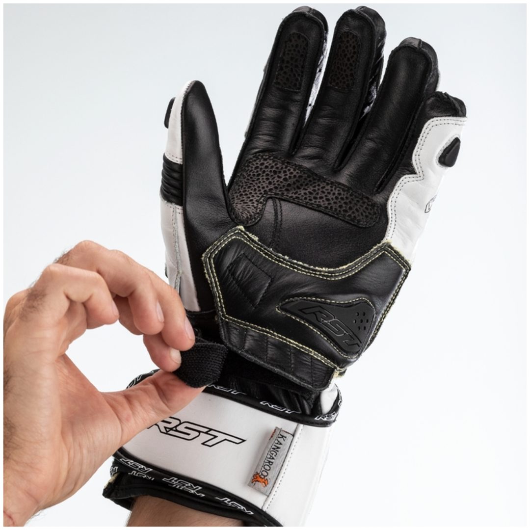 MC-Handskar Tractech EVO 4 CE Läder Svart vit RST XS – bild 5