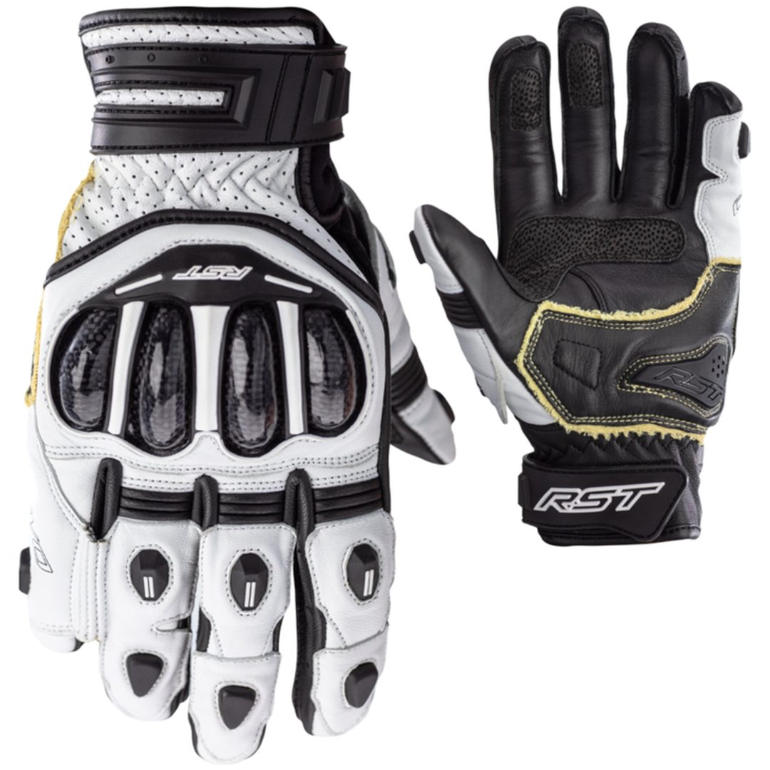 MC-Handskar Tractech EVO 4 Kort CE Läder Svart vit RST XS – bild 5
