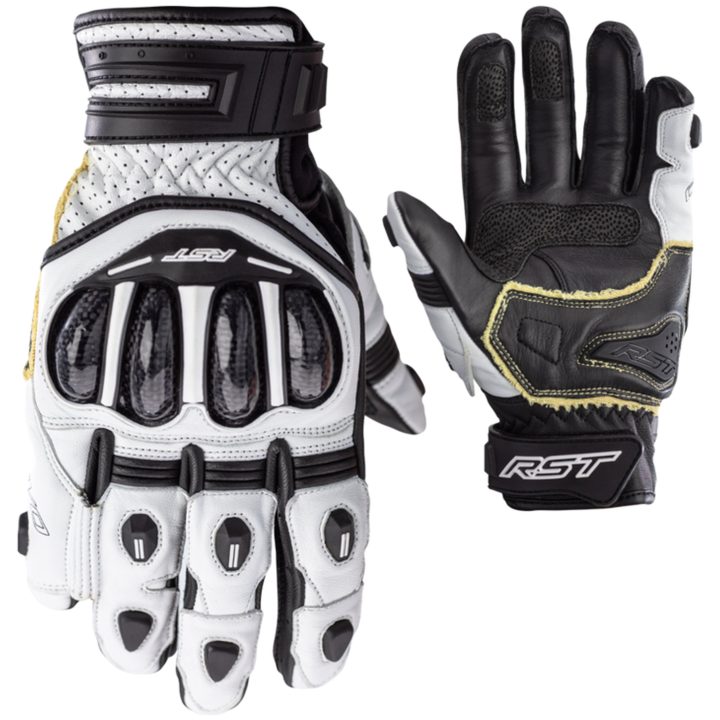 MC-Handskar Tractech EVO 4 Kort CE Läder Svart vit RST XS – bild 5