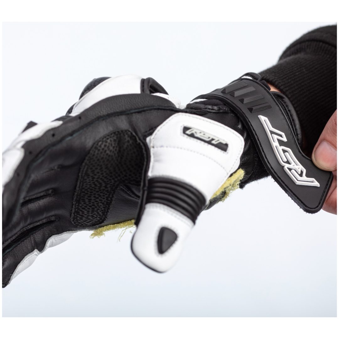 MC-Handskar Tractech EVO 4 Kort CE Läder Svart vit RST XS – bild 3