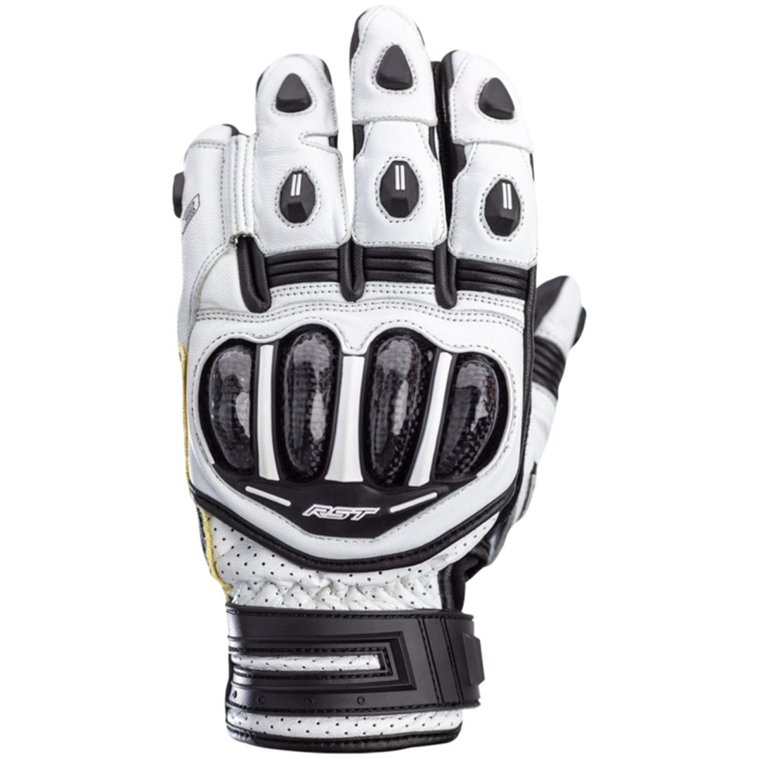 MC-Handskar Tractech EVO 4 Kort CE Läder Svart vit RST XS
